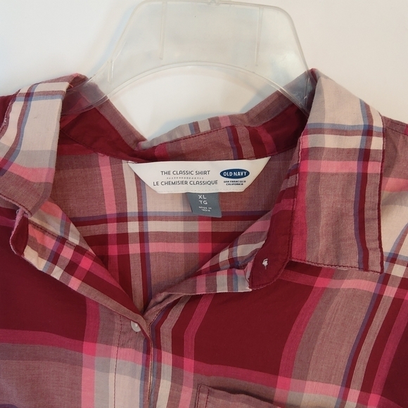 OLD NAVY XL CLASSIC SHIRT PINK PLAID - Picture 2 of 5